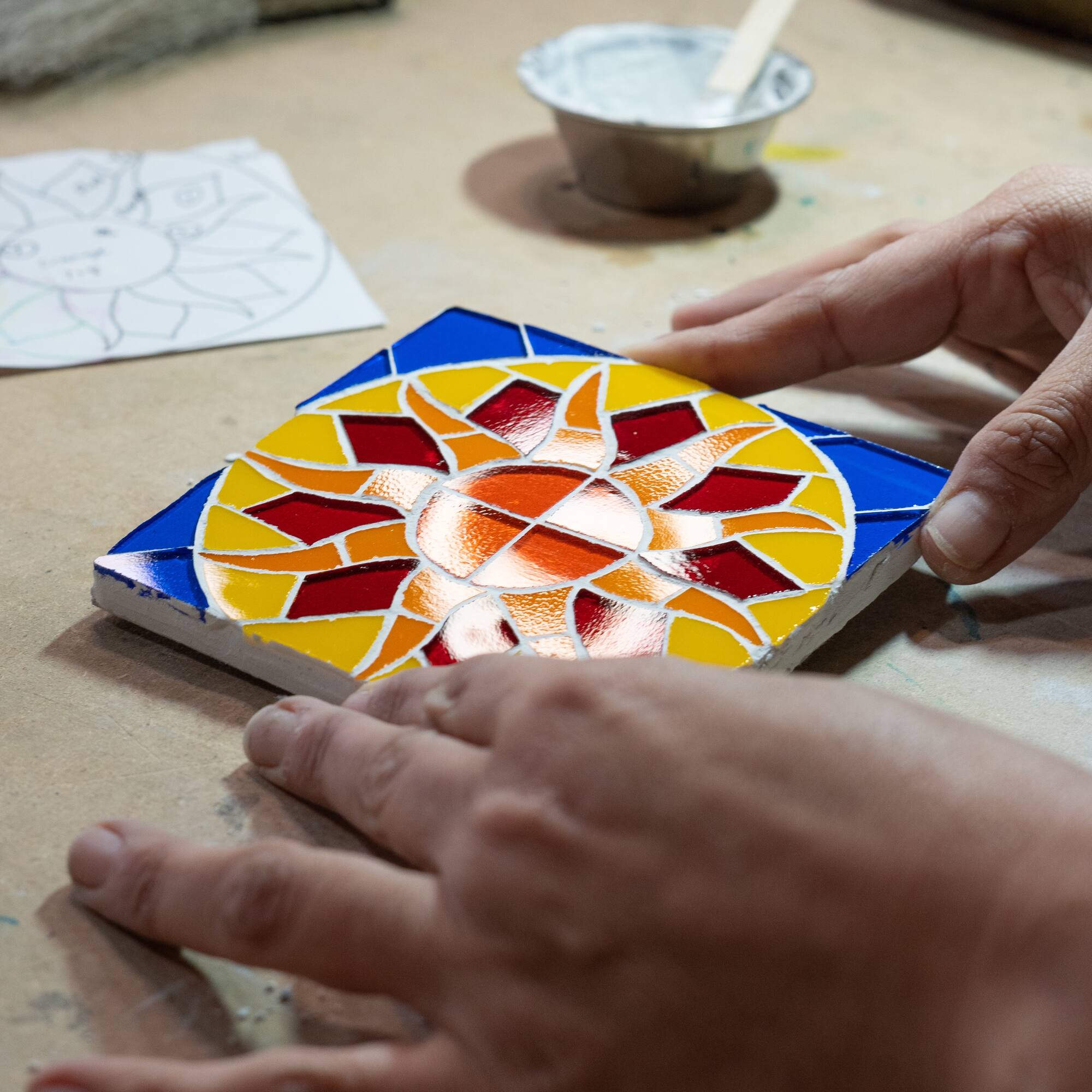 Small Transparent Mosaic Stained Glass Squares, 8oz.